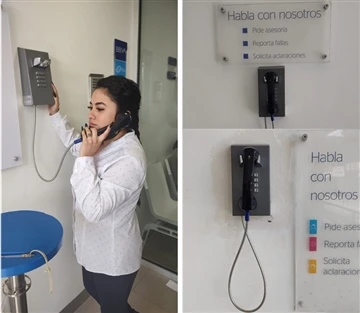 JR201-FK vandaalikindel telefon, mis on paigaldatud Mehhiko kohalikku panka
